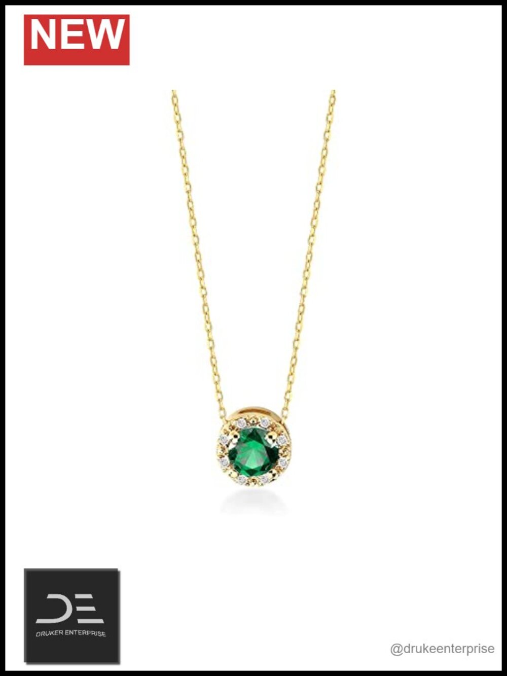 14K Gold Moissanite Natural Gemstone Bezel Pendant Necklace 45cm Women